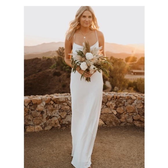Show Me Your MuMu White Satin Maxi Dress - Picture 1 of 9